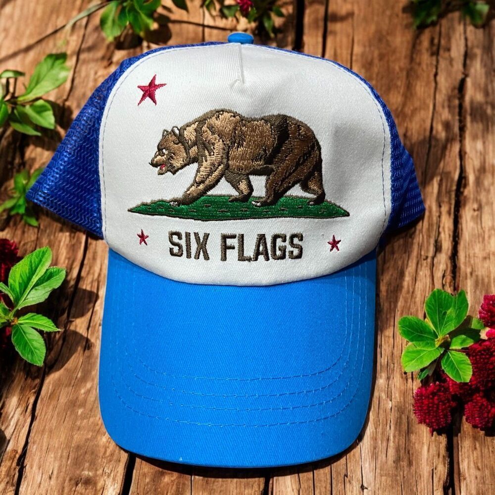 Six Flags California Republic Magic Mountain Embroidered Trucker Cap One Size